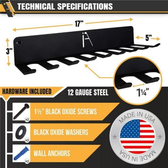 Gym Storage Rack 9 OR 11 Hook Heavy-Duty Gym Wall Organizer Gym Caddy Hanger - Picture 3 of 6